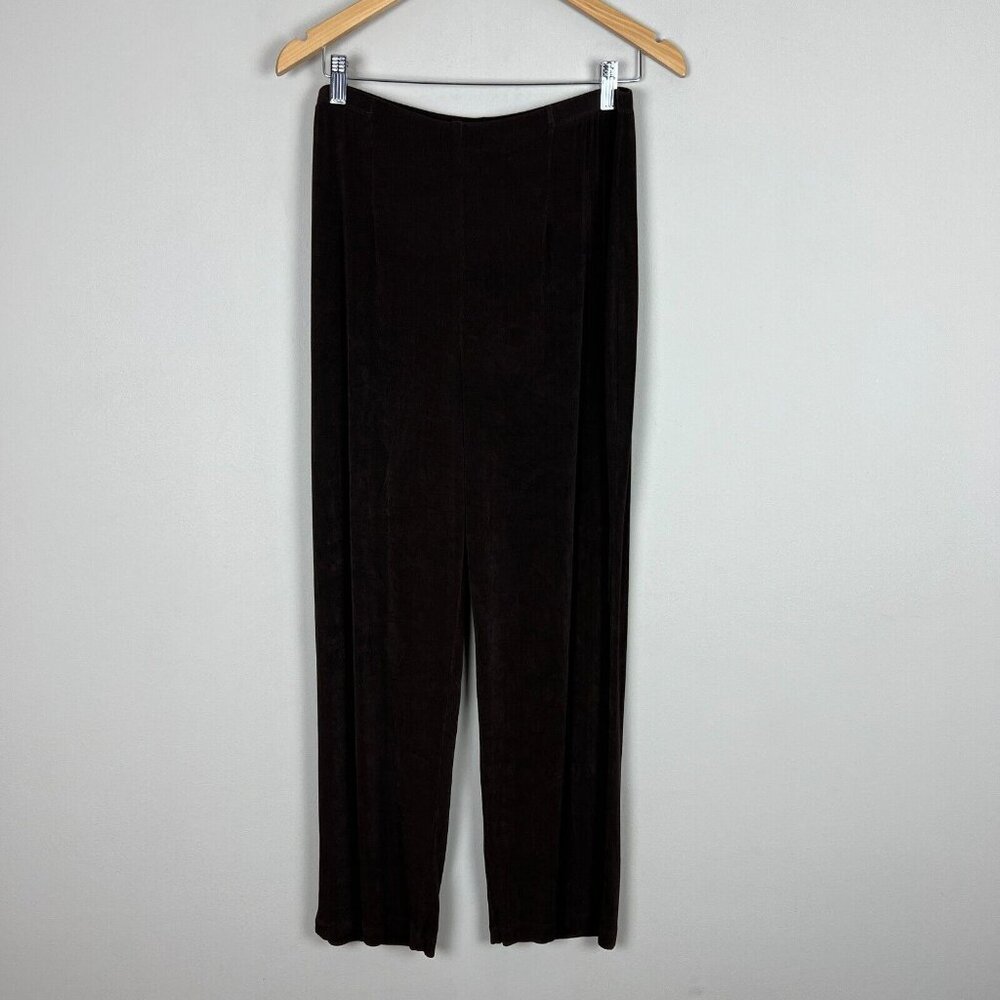Chicos 3 Travelers Pants Womens XL Brown Slinky Pull On‎ Stretch Wide Leg Ankle